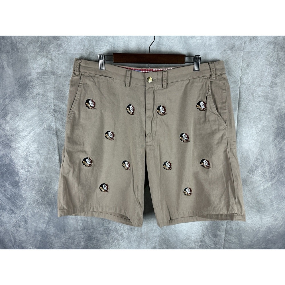 FSU Florida State Stadium Shorts Mens 38 Pennington & Bailes Khaki Embroidered